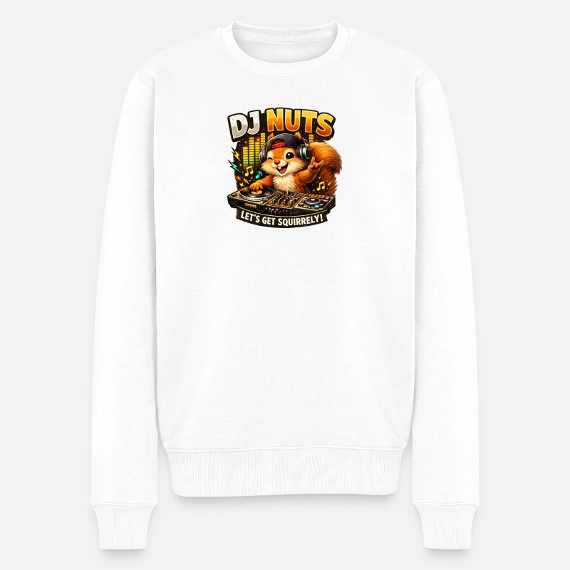 Eichhörnchen DJ Nuts süßes Squirrel lustig - Männer Premium Bio Pullover - Weiß