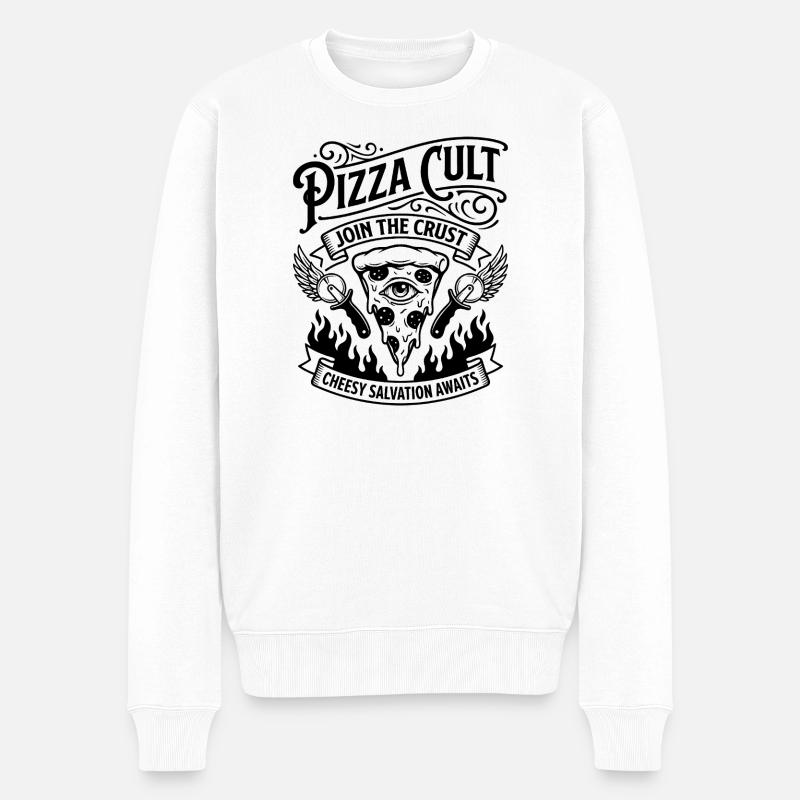 Secte de la pizza Salut au fromage - Pull Premium bio Homme - blanc