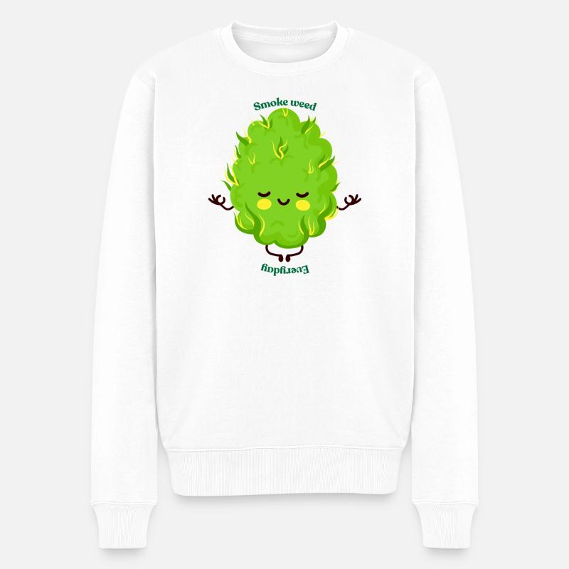 Rauche jeden Tag Gras - Männer Premium Bio Pullover - Weiß