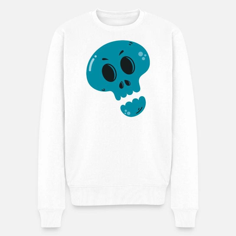 Geschmolzener Blauer Schädel - Männer Premium Bio Pullover - Weiß