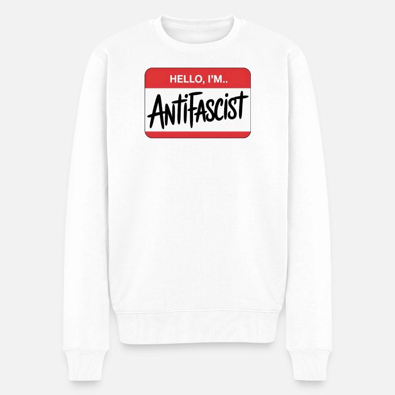 Bonjour, je suis Antifasciste - Antifa Tee - Pull Premium bio Homme - blanc