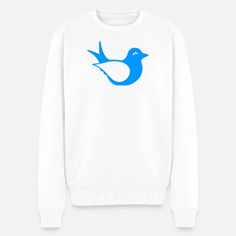 vogel silhouette sitzend, tiermotiv - Männer Premium Bio Pullover - Weiß