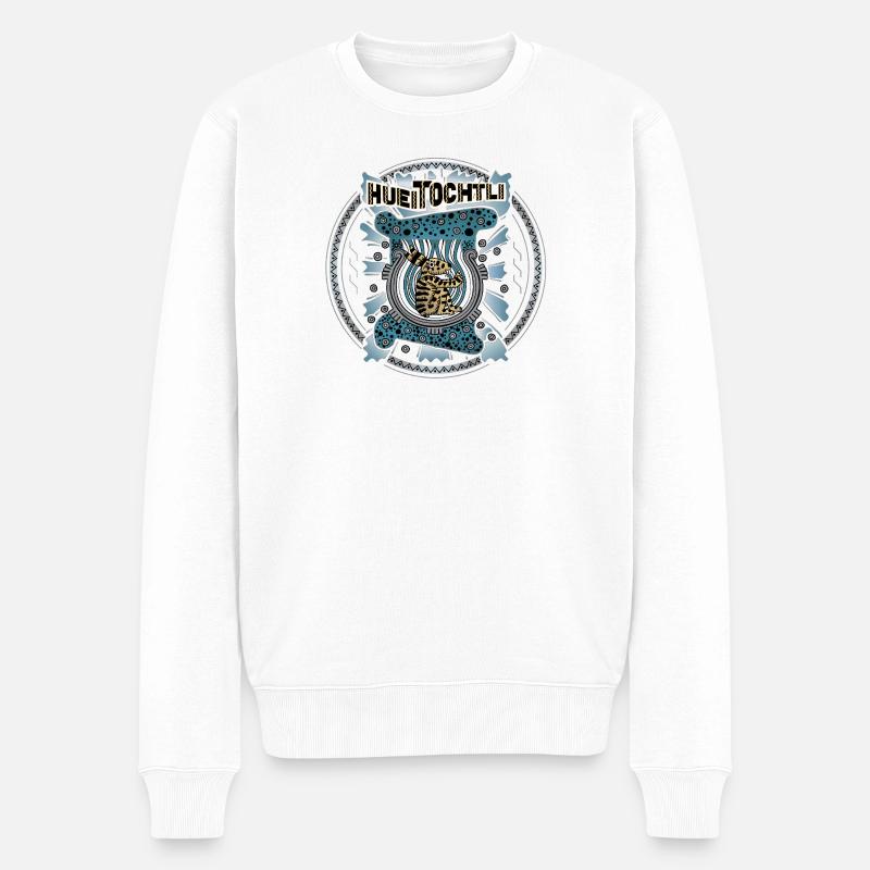 Huei Tochtli lapin dans la lune - Pull Premium bio Homme - blanc