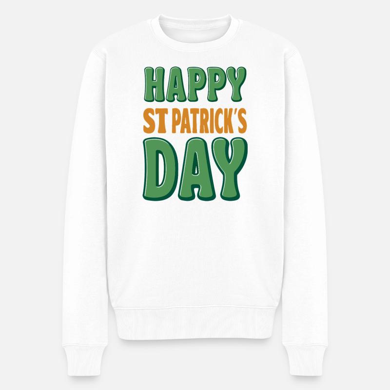 Joyeux Saint-Patrick Vert Orange - Pull Premium bio Homme - blanc