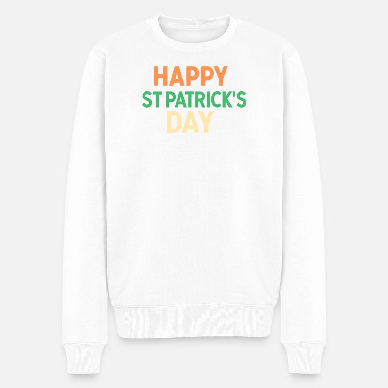 Frohen St. Patrick's Day - Männer Premium Bio Pullover - Weiß