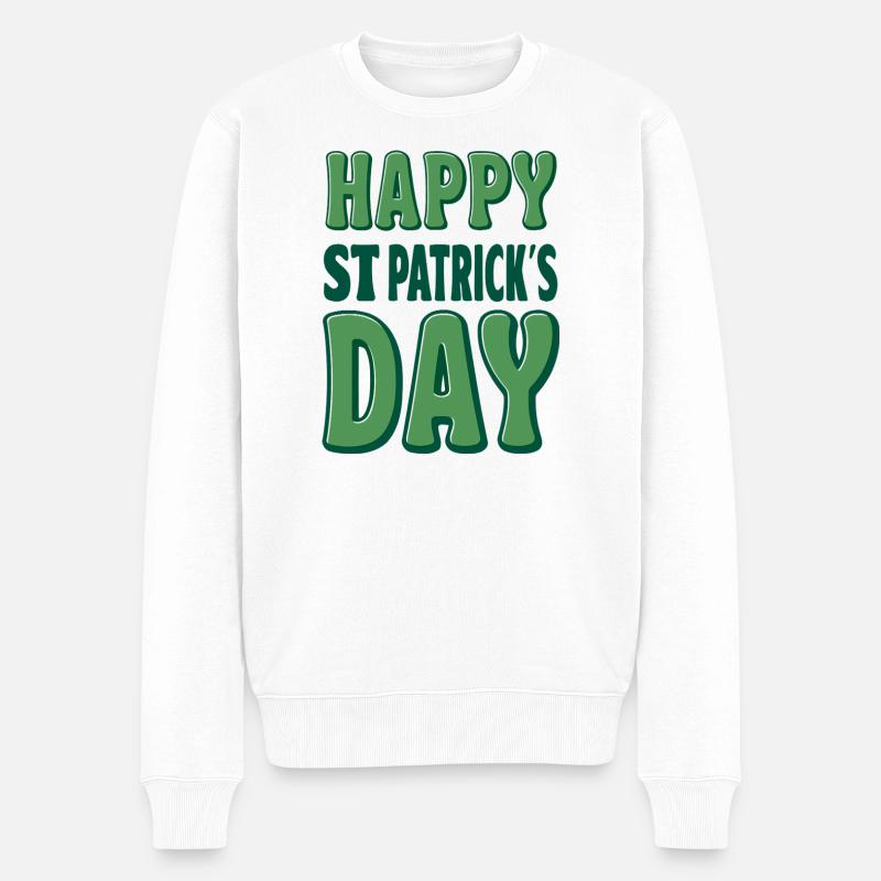 Joyeuse Saint-Patrick Verte - Pull Premium bio Homme - blanc