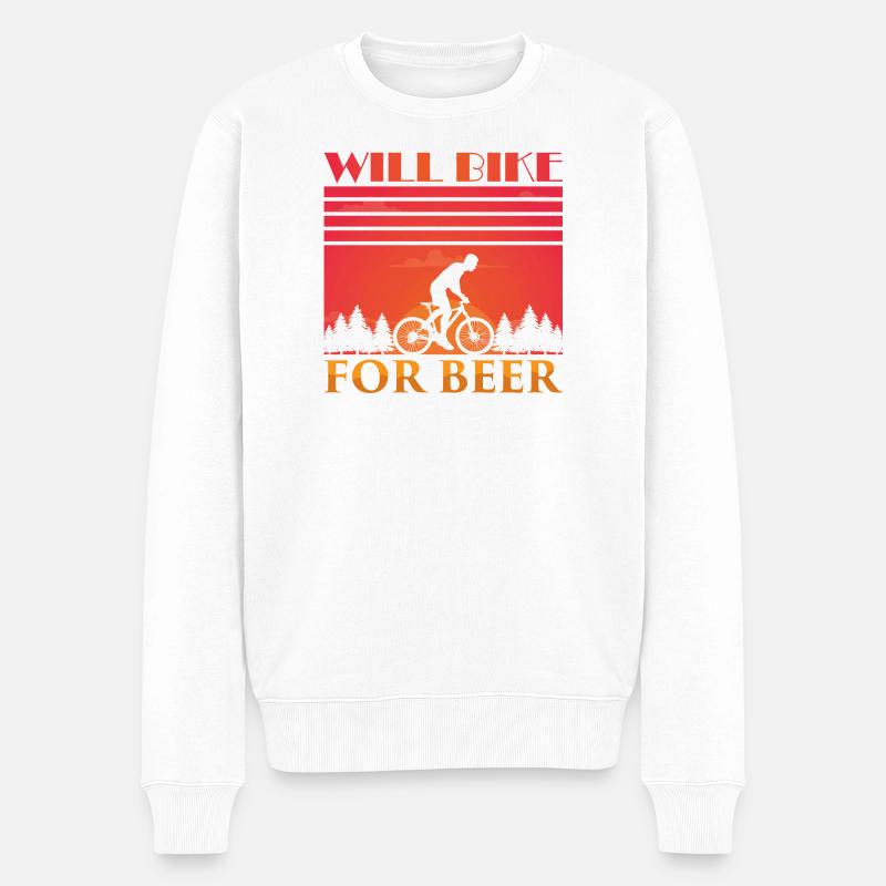 Fahradfahrer Bier Spruch Radtour Biertrinker - Männer Premium Bio Pullover - Weiß