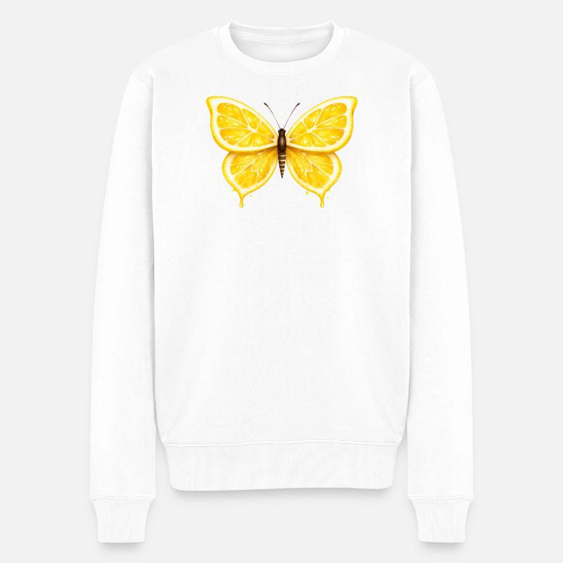 Zitronenflügel – Leuchtender Frucht-Schmetterling - Männer Premium Bio Pullover - Weiß