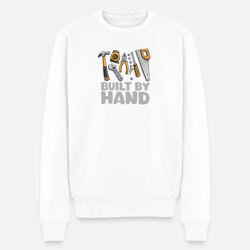 Built by Hand – Werkzeug Illustration - Männer Premium Bio Pullover - Weiß