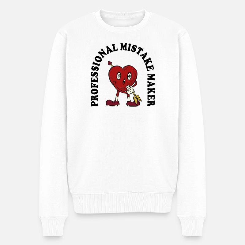 Herzpfeil Cartoon Charme - Männer Premium Bio Pullover - Weiß