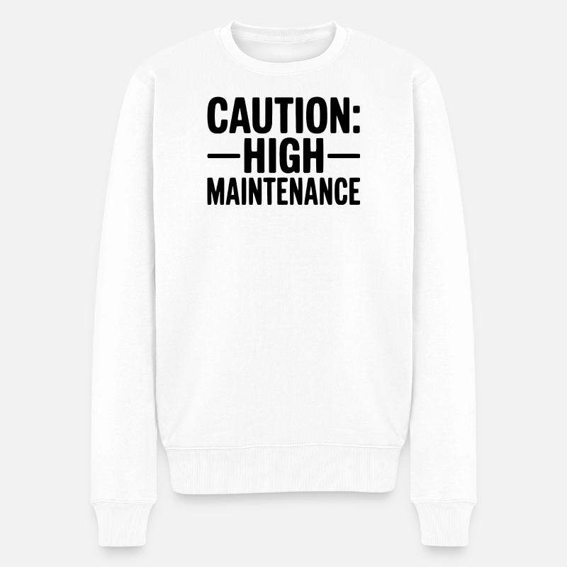 Vorsicht: Hoher Pflegeaufwand - Männer Premium Bio Pullover - Weiß