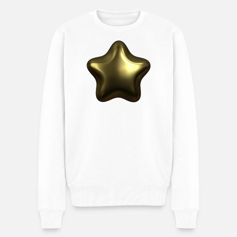 Goldener Metallsternballon - Männer Premium Bio Pullover - Weiß