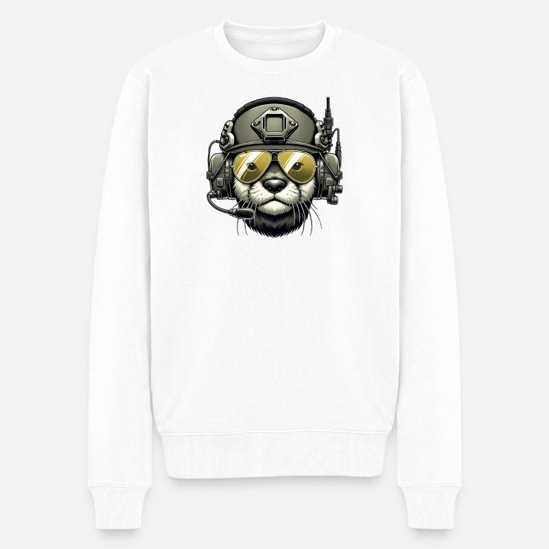 Otter On A Mission - Männer Premium Bio Pullover - Weiß
