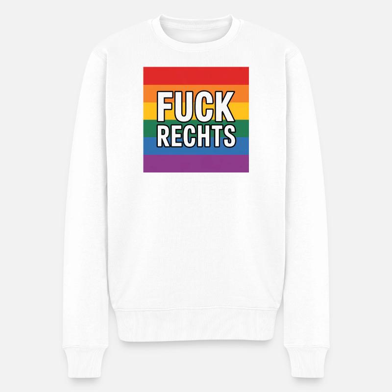 Fuck Rechts - Antifa Tee - Männer Premium Bio Pullover - Weiß