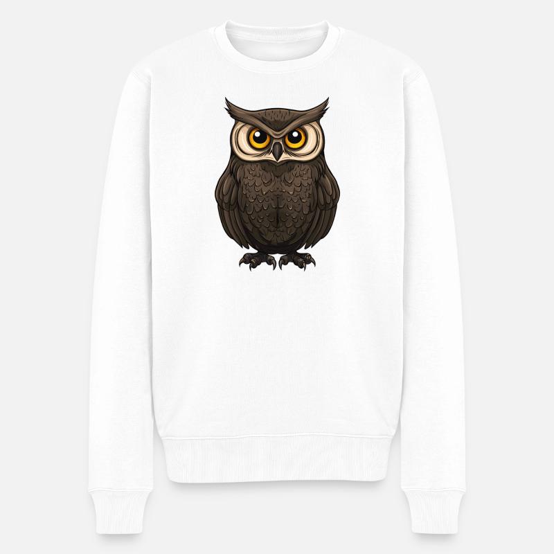 Wald-Eulenporträt im Cartoon-Stil - Männer Premium Bio Pullover - Weiß