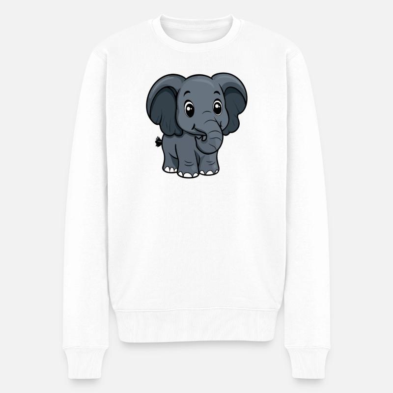 Kuscheliger Elefantenfreund Cartoon - Männer Premium Bio Pullover - Weiß