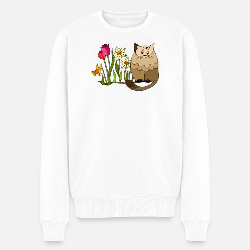 Katze - Männer Premium Bio Pullover - Weiß