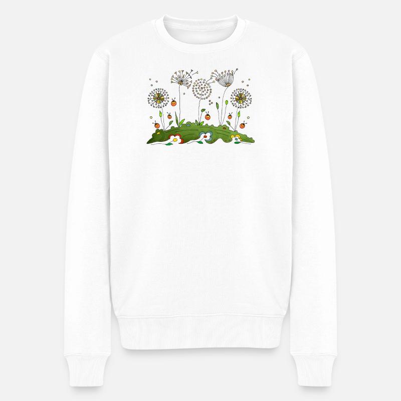 Blumen - Männer Premium Bio Pullover - Weiß