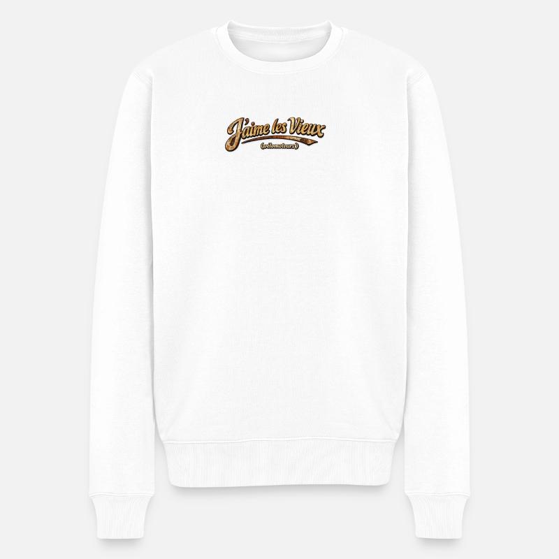 Ich mag die alten rostigen Mopeds - Männer Premium Bio Pullover - Weiß