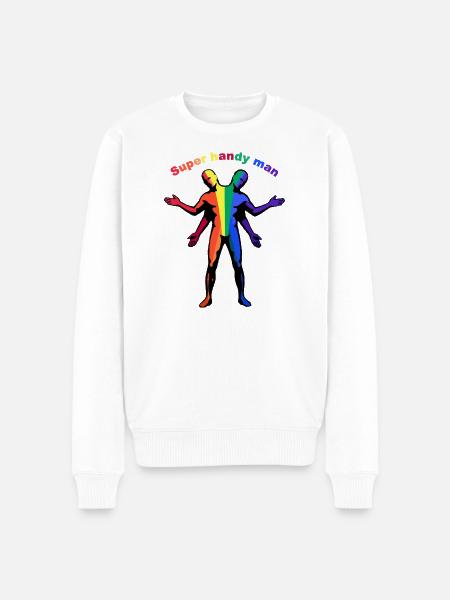 Super-Handwerker-Regenbogen - Männer Premium Bio Pullover - Weiß