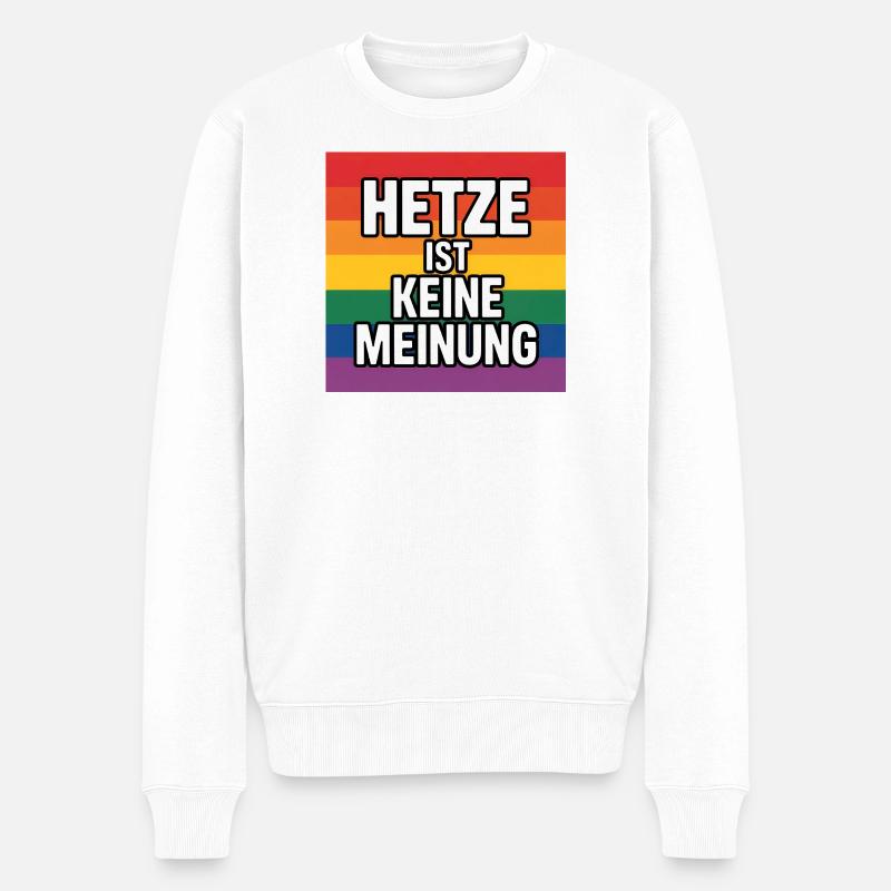 Hetze ist keine Meinung - Antifa Tee - Männer Premium Bio Pullover - Weiß