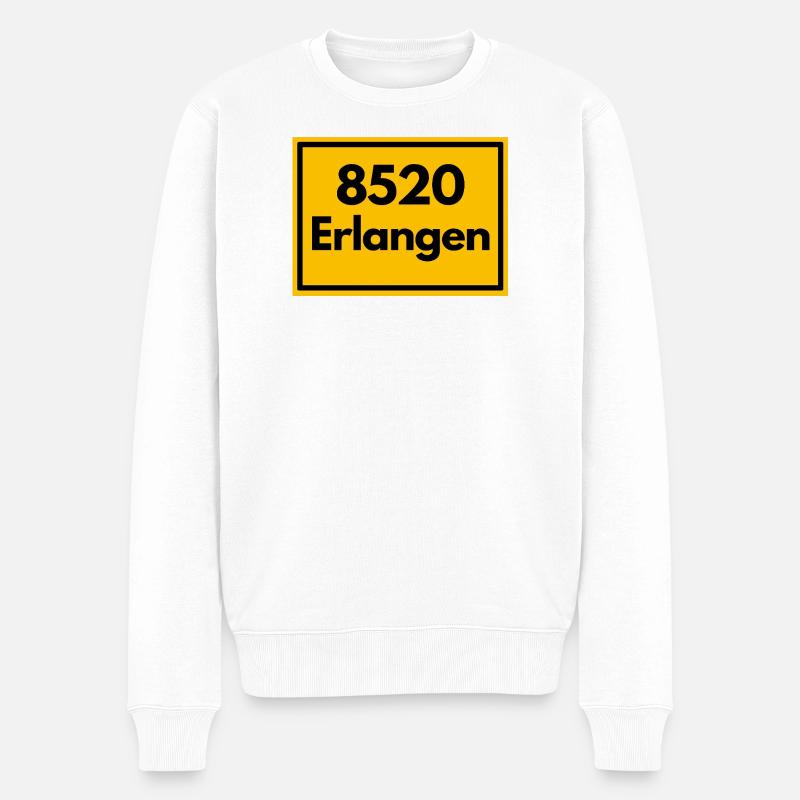 RETRO PLZ 8520 ERLANGEN, FRANKEN STYLE, GESCHENK - Männer Premium Bio Pullover - Weiß