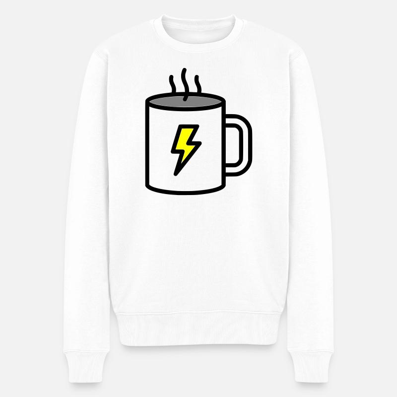 Starker Kaffee Tasse Strom - Männer Premium Bio Pullover - Weiß