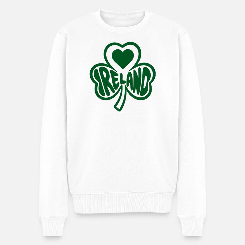 Cœur du trèfle celtique Irlande - Pull Premium bio Homme - blanc