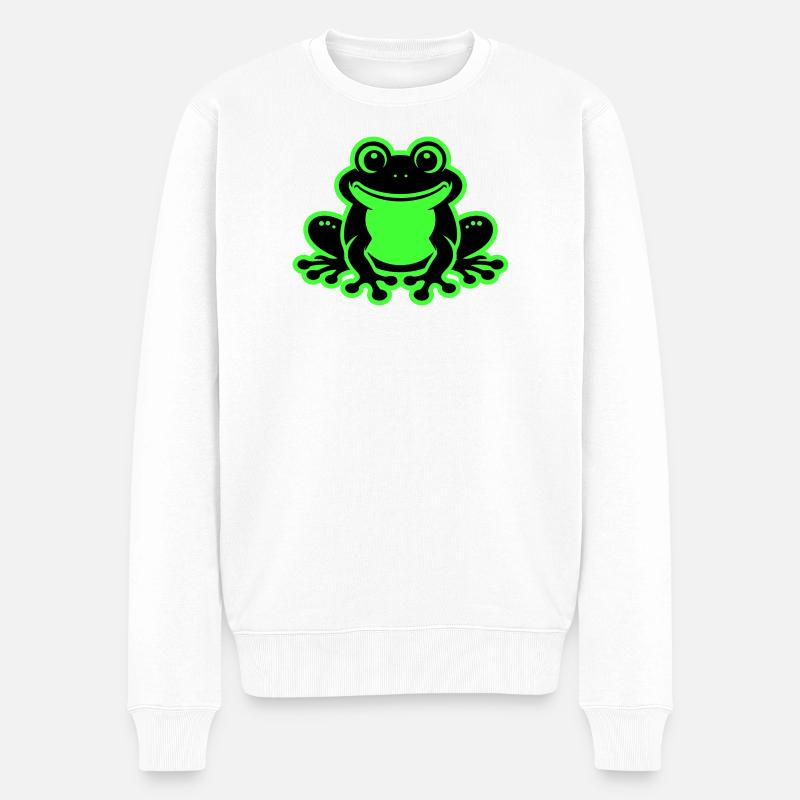 Kröte Comic Frosch - Männer Premium Bio Pullover - Weiß