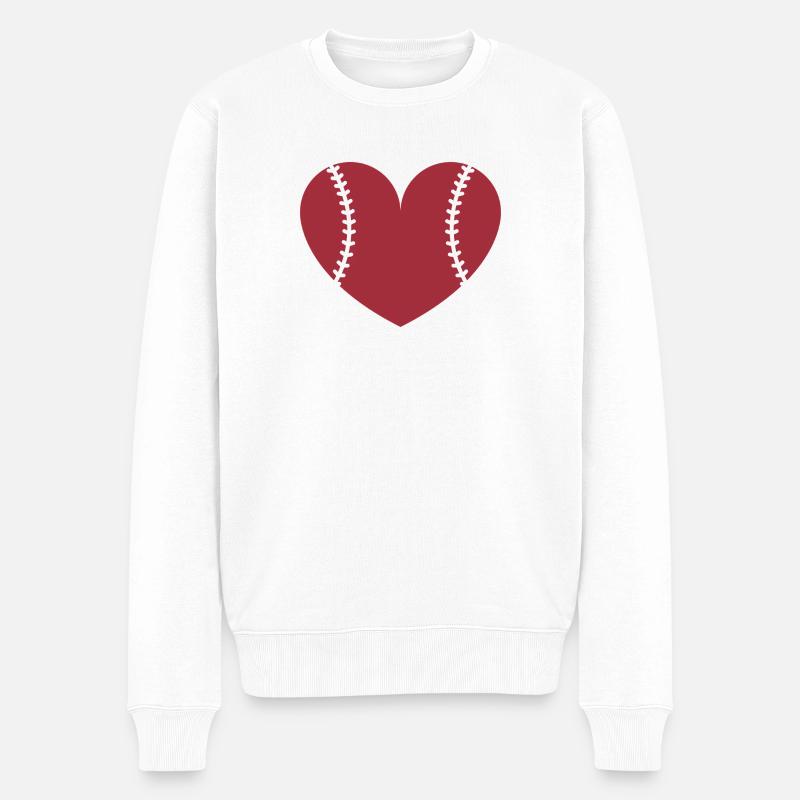 Baseballherz - Männer Premium Bio Pullover - Weiß