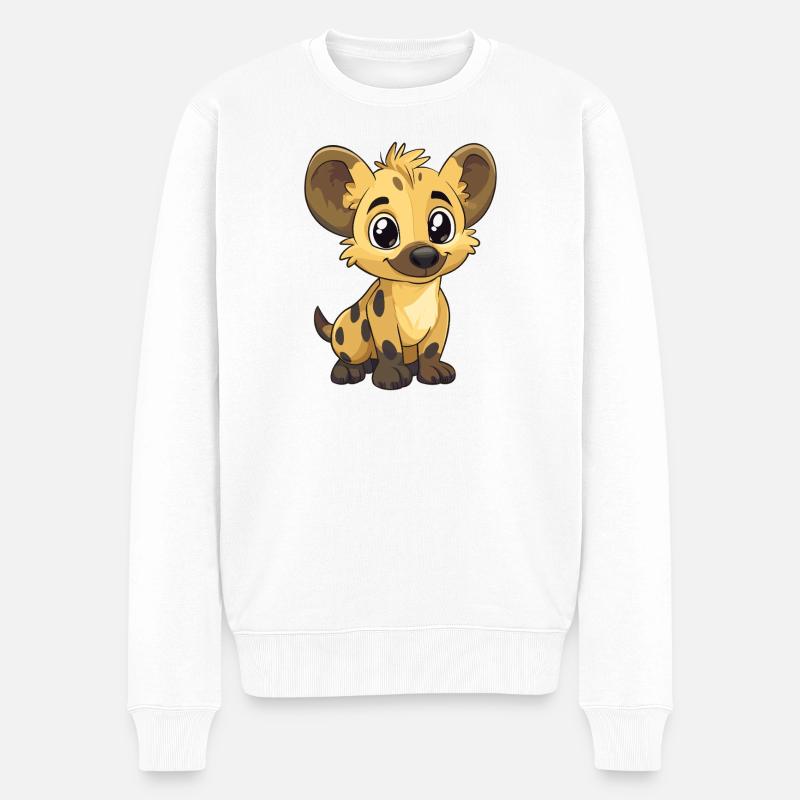 Kuschelhyäne Jungtier Charm - Männer Premium Bio Pullover - Weiß