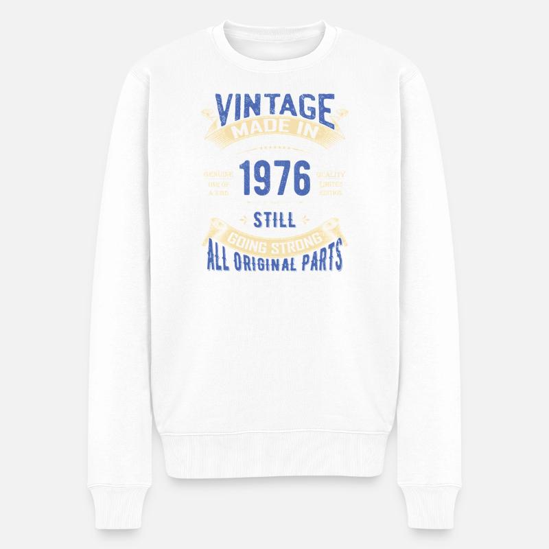 Vintage 1976 läuft immer noch stark - Männer Premium Bio Pullover - Weiß