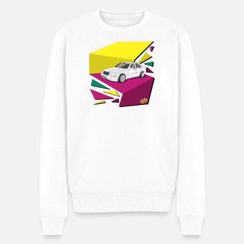 Retro Auto Neonflächen 80‘s - Männer Premium Bio Pullover - Weiß
