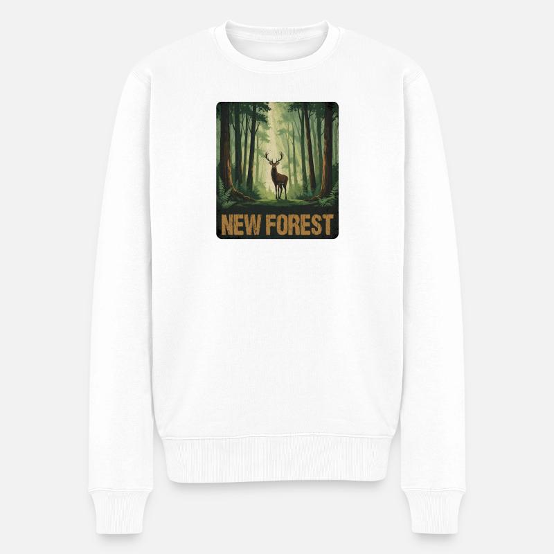 New Forest England - Männer Premium Bio Pullover - Weiß