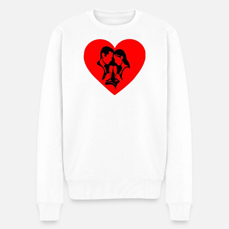Valentine Silhouette - Männer Premium Bio Pullover - Weiß