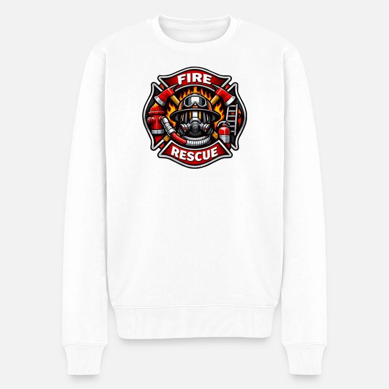 Feuerwehr Rettungsbadge - Männer Premium Bio Pullover - Weiß