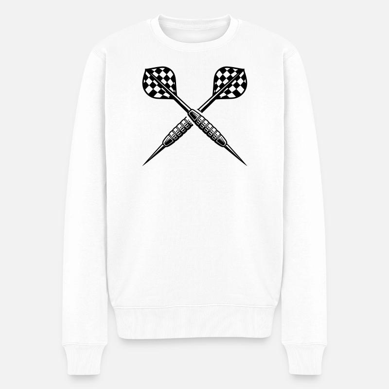 Wurfpfeil Darts Dartpfeil - Männer Premium Bio Pullover - Weiß