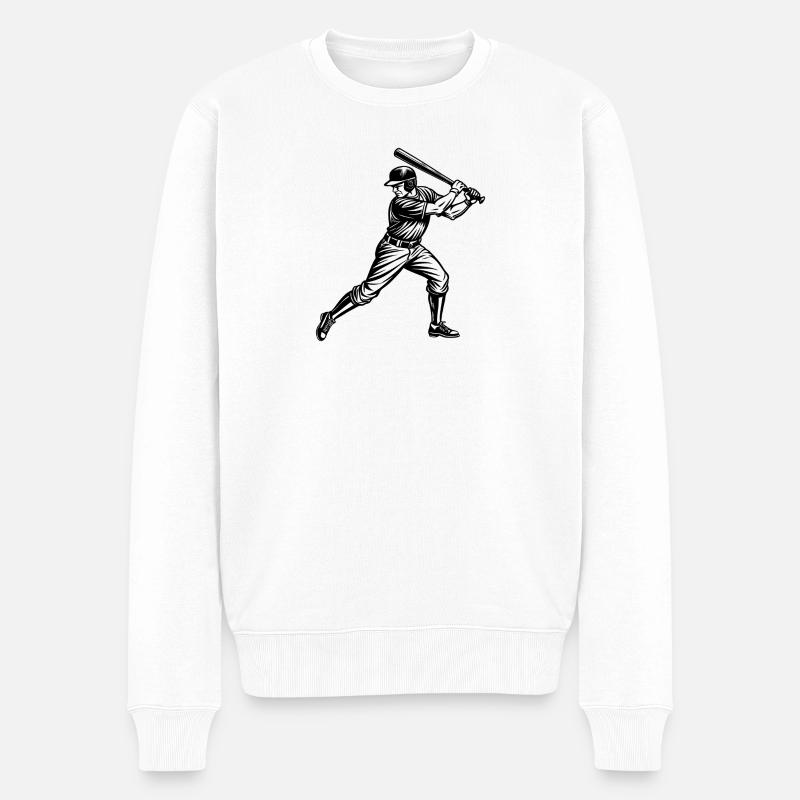 Baseballspieler - Männer Premium Bio Pullover - Weiß