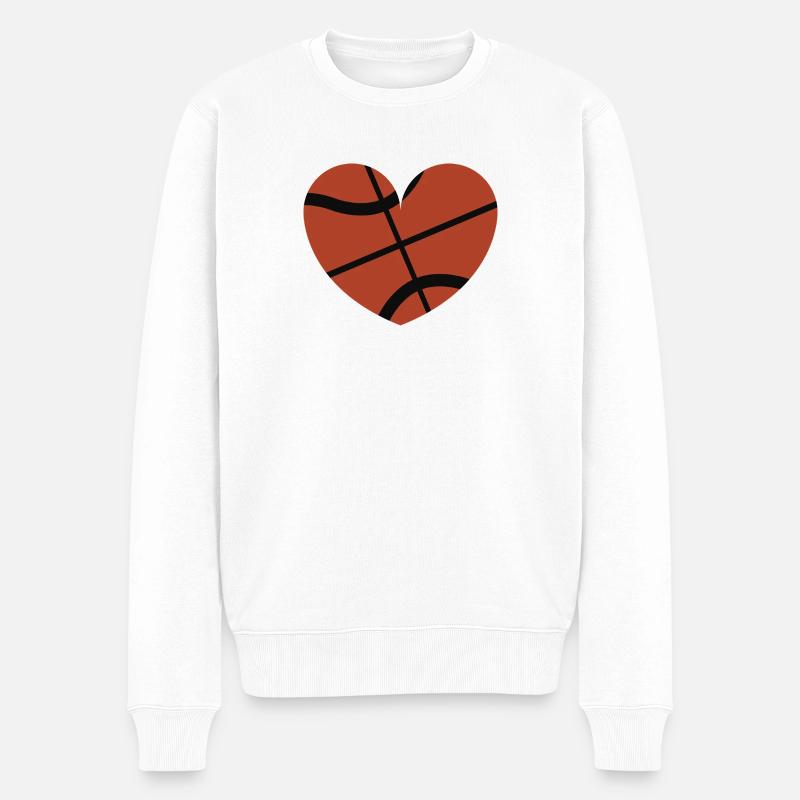 Basketballherz - Männer Premium Bio Pullover - Weiß