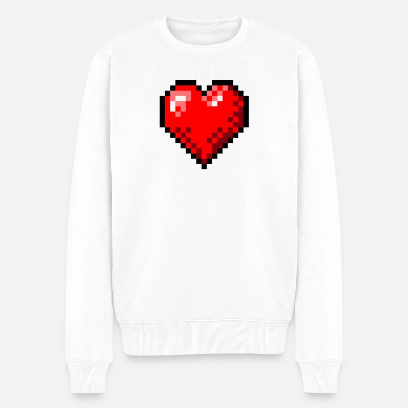 Pixel Art Rétro Single Heart - Pull Premium bio Homme - blanc