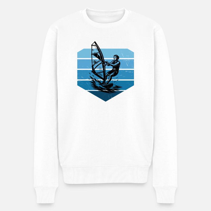 Motif drôle de planche à voile - Pull Premium bio Homme - blanc