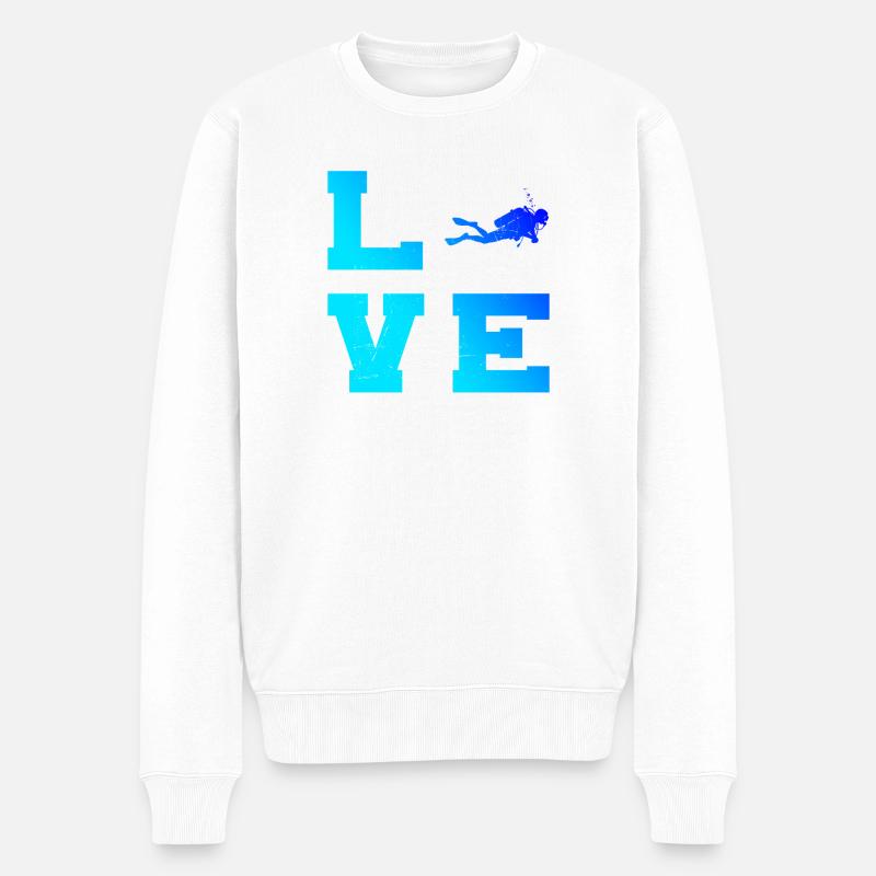 Iconisches Diving Motiv - Männer Premium Bio Pullover - Weiß