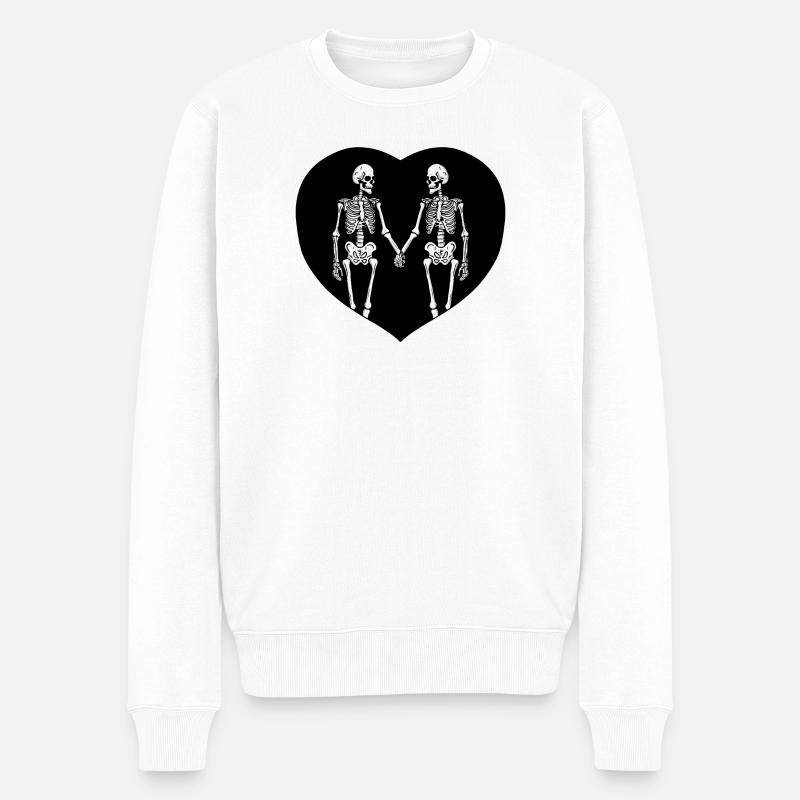 Herz der Skelettliebhaber - Männer Premium Bio Pullover - Weiß