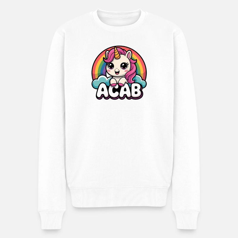 ACAB – Anti-Polizisten-Einhorn-T-Shirt - Männer Premium Bio Pullover - Weiß