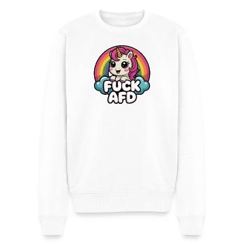 Fuck AFD - Antifa Einhorn Tee - Männer Premium Bio Pullover - Weiß - Vorne - Thijin (182cm)