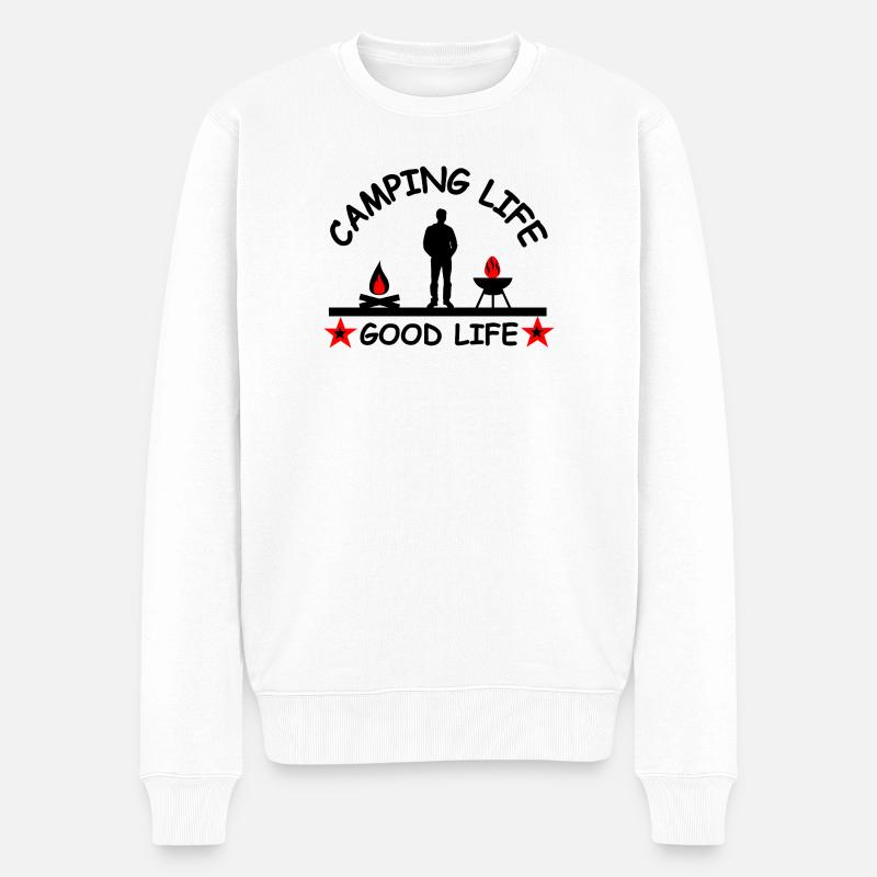 Camping - Männer Premium Bio Pullover - Weiß
