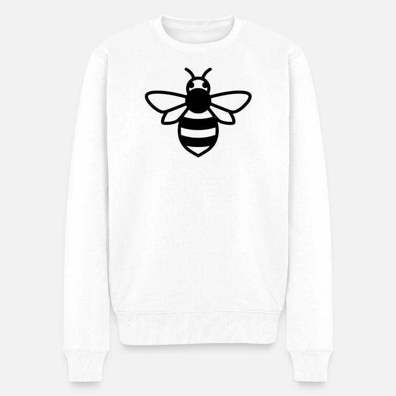 Biene Umriss Zeichnung - Männer Premium Bio Pullover - Weiß