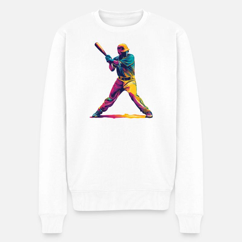 Farbexplosion Baseballschläger - Männer Premium Bio Pullover - Weiß