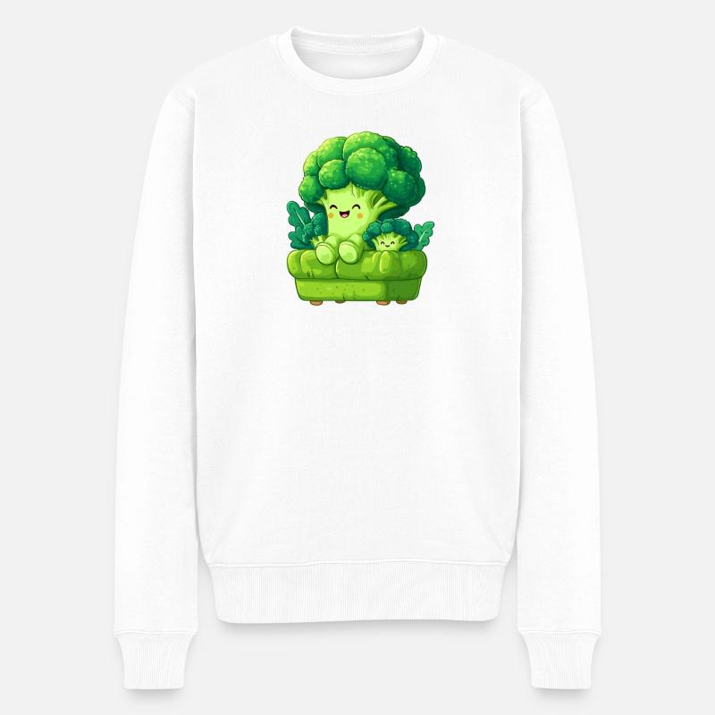 Brokkoli Kuschelfamilie - Männer Premium Bio Pullover - Weiß