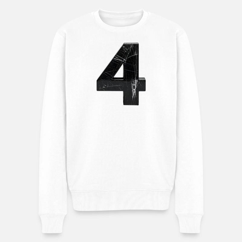 Verstärktes Vierer-Design mit Kratzern - Männer Premium Bio Pullover - Weiß